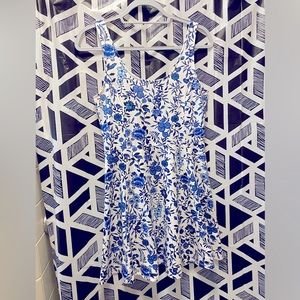 H&M blue & white floral skater dress